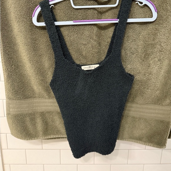 NATURAL LIFE Button-Up Cardigan with matching tank top. Charcoal. Teddy soft - Picture 2 of 5